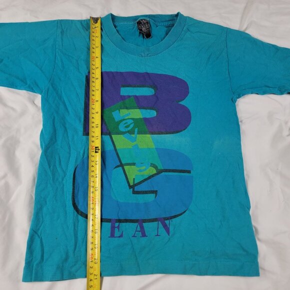 Vintage Levis Big Jean Kids Small Graphic Tee Shirt Turquoise School Casual - Picture 9 of 10